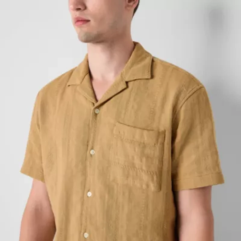 Arizona Mens Textured Camp Shirt