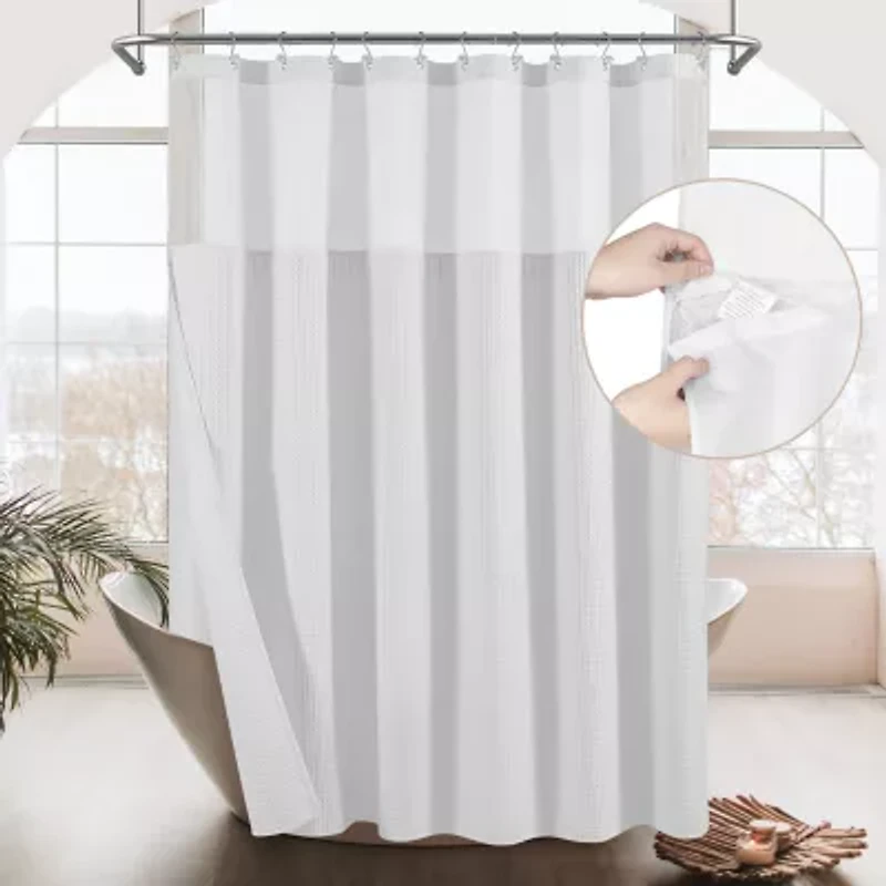 Awesome Home™ Waffle With Snap In Liner Shower Curtain