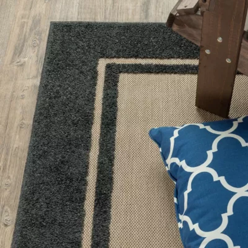 Covington Home Celestia Mixed Pile Border Indoor Outdoor Rectangular Area Rug