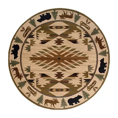 Covington Home Harlow Cabin Hearth 8'X8' Indoor Round Area Rug