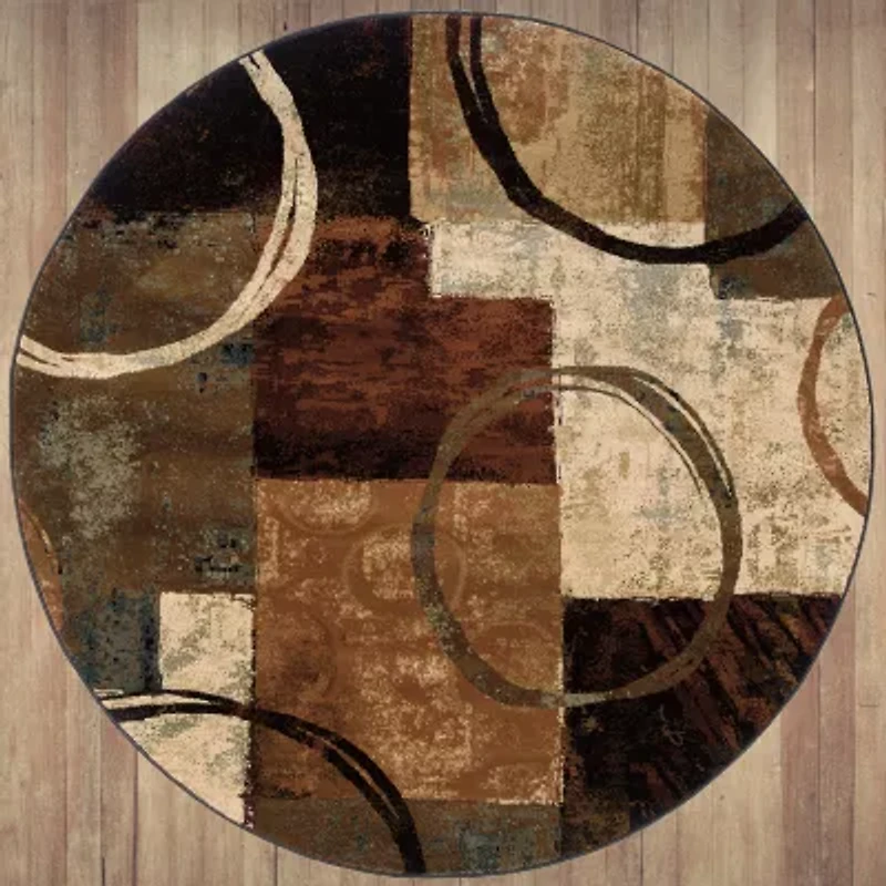 Covington Home Harlow Abstract Color Block 8'X8' Indoor Round Area Rug