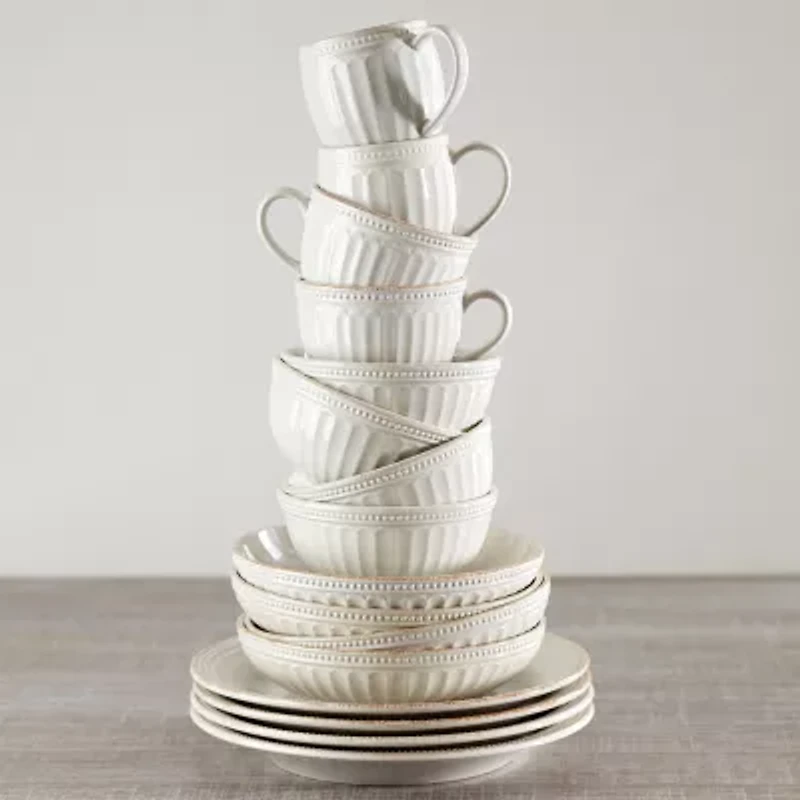 Lenox French Perle Groove White 12-pc. Stoneware Dinnerware Set