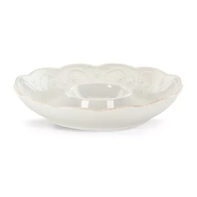 Lenox French Perle White Stoneware Chip & Dip Set