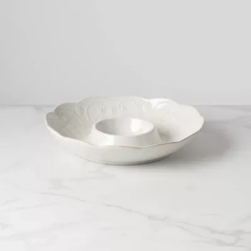 Lenox French Perle White Stoneware Chip & Dip Set