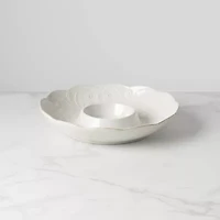 Lenox French Perle White Stoneware Chip & Dip Set