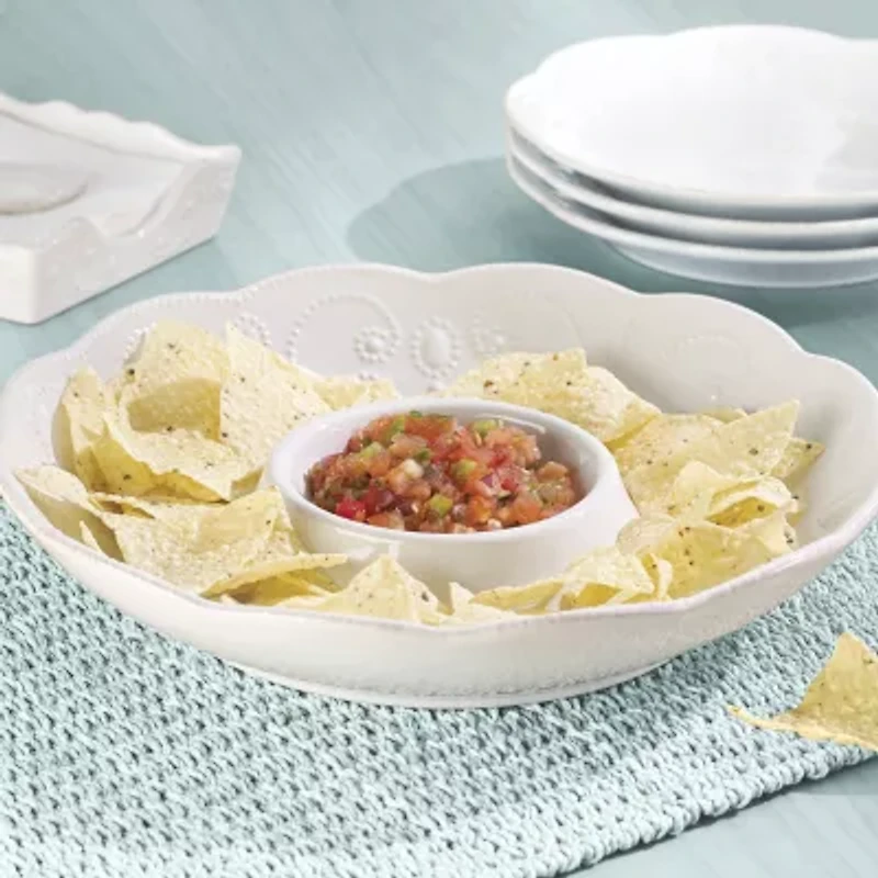 Lenox French Perle White Stoneware Chip & Dip Set