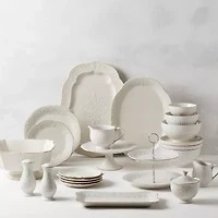 Lenox French Perle White Stoneware Sugar & Creamer Set