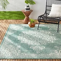 Nicole Miller Country Azalea Medallion UV Protection Washable Outdoor Rectangular Area Rug