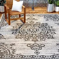 Nicole Miller Country Azalea Medallion UV Protection Washable Outdoor Rectangular Area Rug