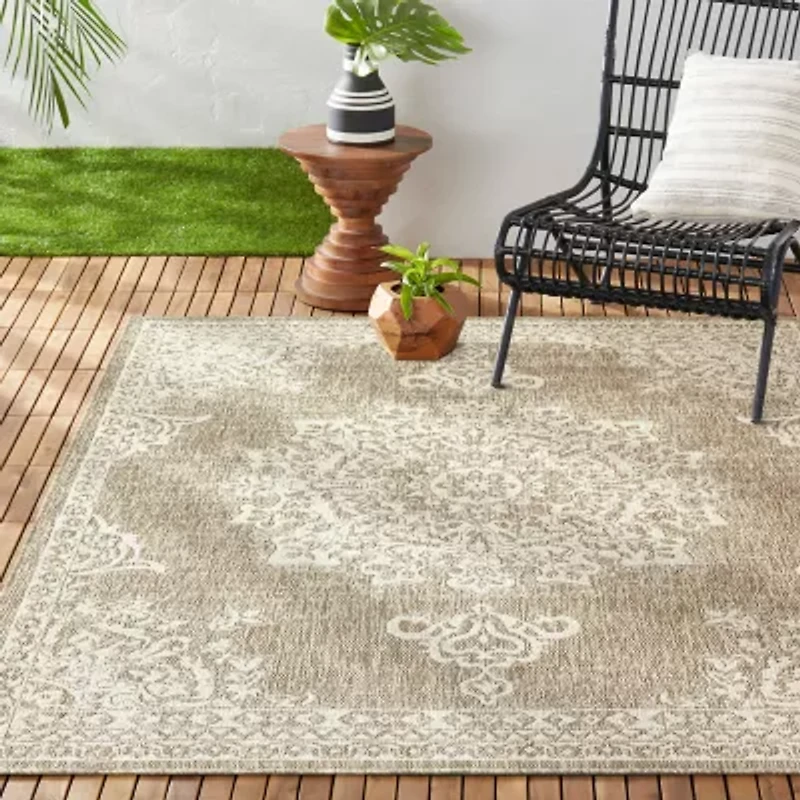 Nicole Miller Country Azalea Medallion UV Protection Washable Outdoor Rectangular Area Rug