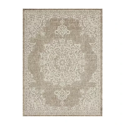 Nicole Miller Country Azalea Medallion UV Protection Washable Outdoor Rectangular Area Rug