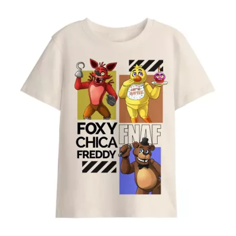 Little & Big Kid Boys Crew Neck Short Sleeve Regular Fit Five Nights at Freddys Graphic T-Shirt