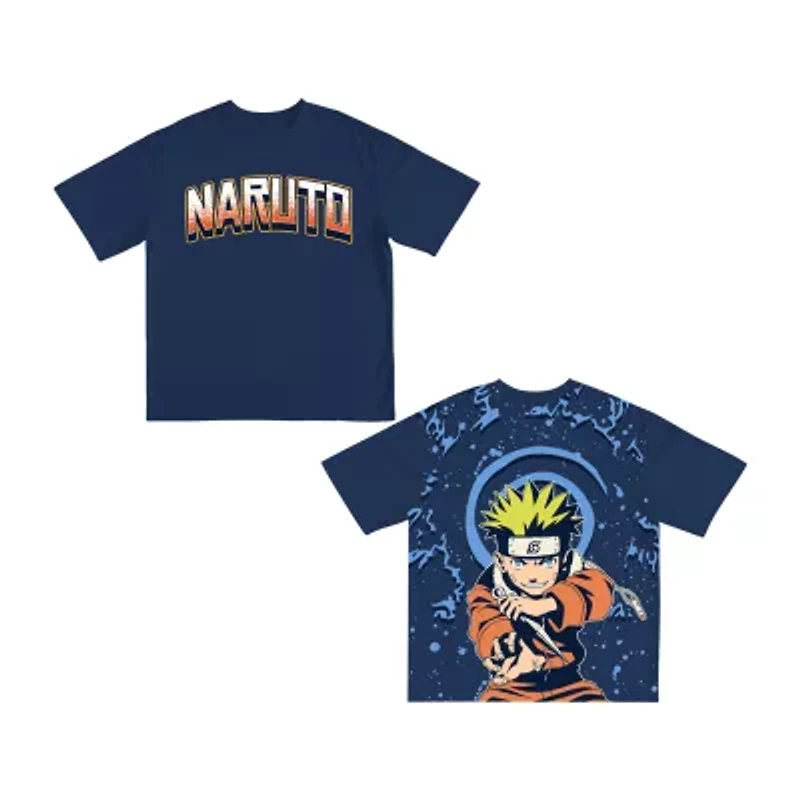 Little & Big Kid Boys Crew Neck Short Sleeve Oversized Naruto Graphic T-Shirt