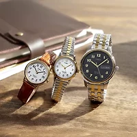 Timex® Womens Two Tone Mother-of-Pearl Expansion Watch