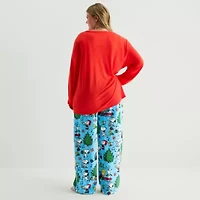 Womens Peanuts Snoopy Microfleece Crew Neck Long Sleeve 2-pc. Matching Family Plus Pajama Sets