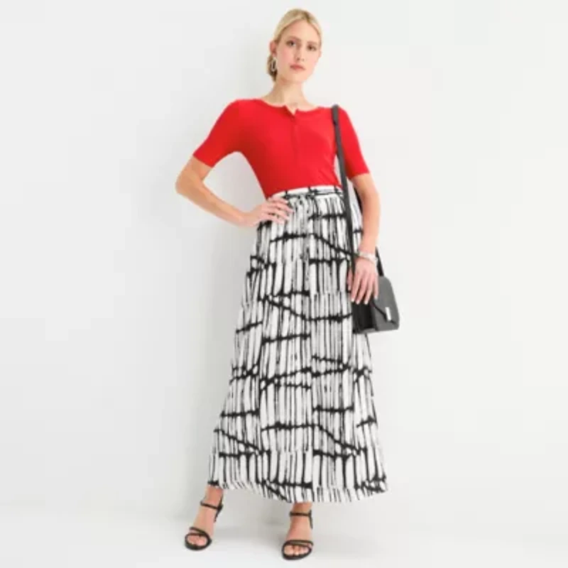 Worthington Womens Elbow Sleeve Regular Fit Henley Shirt