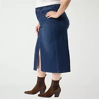 Gloria Vanderbilt Womens Plus High Rise Long Denim Skirt