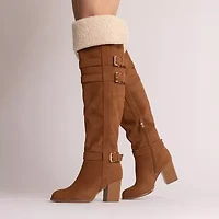 Journee Collection Womens Alyza Stacked Heel Over the Knee Boots