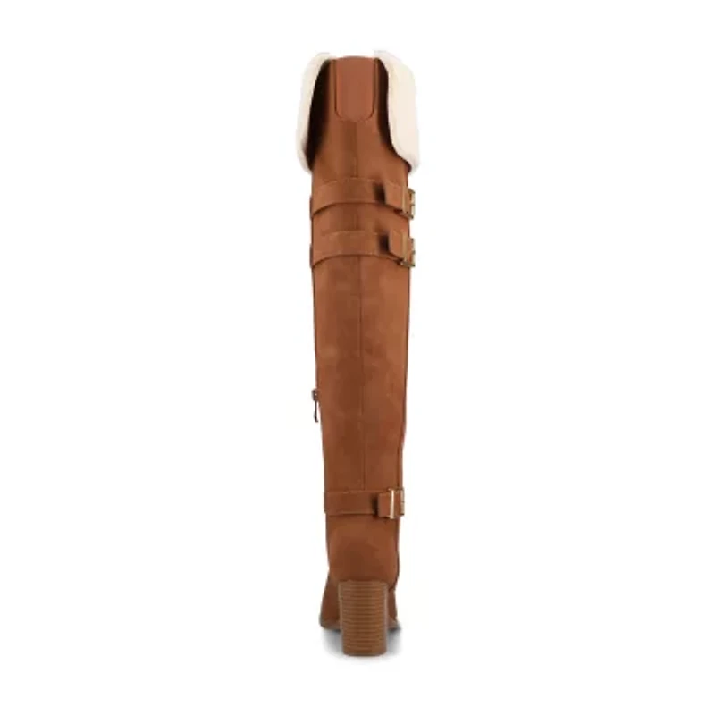 Journee Collection Womens Alyza Stacked Heel Over the Knee Boots