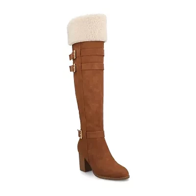 Journee Collection Womens Alyza Stacked Heel Over the Knee Boots