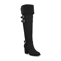 Journee Collection Womens Alyza Stacked Heel Over the Knee Boots
