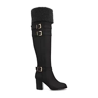 Journee Collection Womens Alyza Stacked Heel Over the Knee Boots