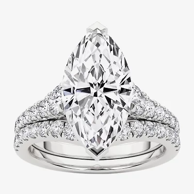 Grown Gorgeous (F,Vs2) Womens 3 5/8 Ct. T.W. Lab White Diamond 14K Gold or Platinum Marquise Side Stone Bridal Set