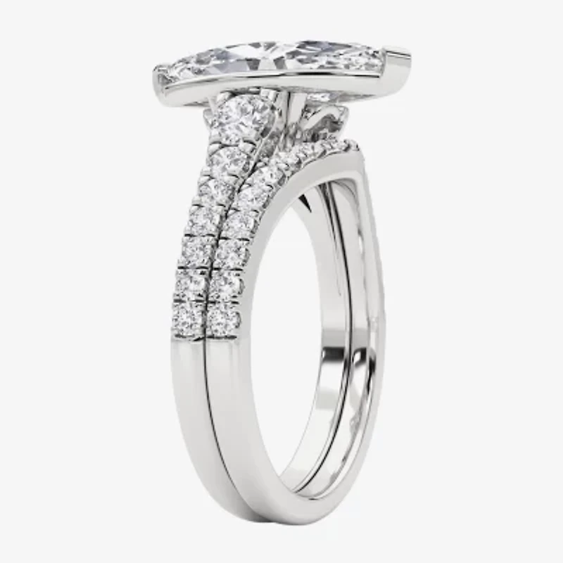 Grown Gorgeous (F,Vs2) Womens 3 5/8 Ct. T.W. Lab White Diamond 14K Gold or Platinum Marquise Side Stone Bridal Set