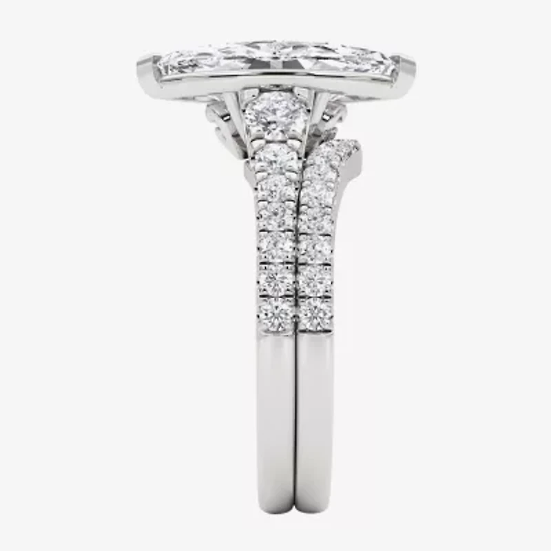 Grown Gorgeous (F,Vs2) Womens 3 5/8 Ct. T.W. Lab White Diamond 14K Gold or Platinum Marquise Side Stone Bridal Set