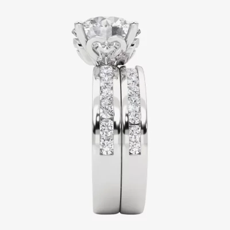 Grown Gorgeous Vs2, F Womens 4 1/4 CT. T.W. Lab White Diamond 14K Gold or Platinum Round Side Stone Bridal Set