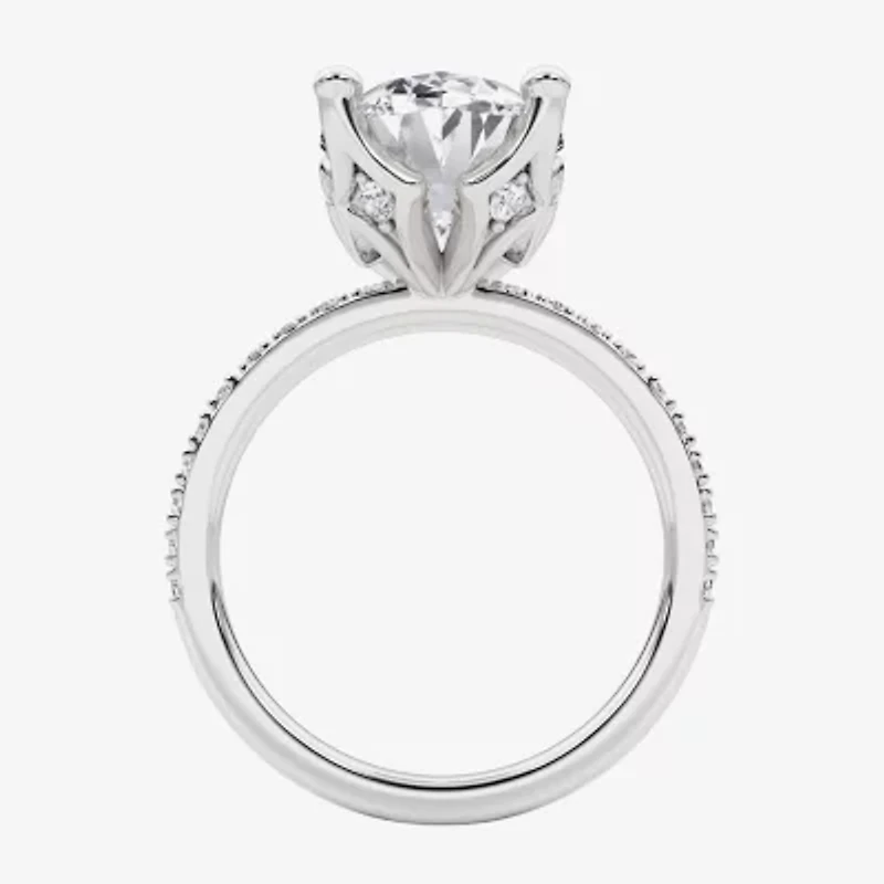 Grown Gorgeous (F, Vs2) Womens 4 7/8 Ct. T.W. Lab White Diamond 14K Gold or Platinum Oval Side Stone Engagement Ring