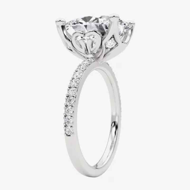 Grown Gorgeous (F, Vs2) Womens 4 7/8 Ct. T.W. Lab White Diamond 14K Gold or Platinum Oval Side Stone Engagement Ring