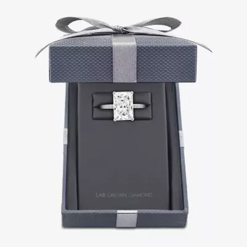 Grown Gorgeous (F,Vs2) Womens 4 7/8 Ct. T.W. Lab White Diamond 14K Gold Rectangular Side Stone Engagement Ring