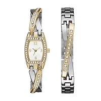 Geneva Womens Two-Tone Bangle Watch Boxed Set