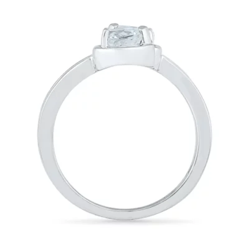 Womens Genuine White Sapphire Sterling Silver Cocktail Ring