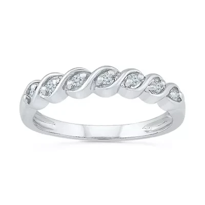 Womens 2MM 1/ CT. T.W. Natural White Diamond Sterling Silver Band