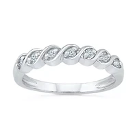 Womens 2MM 1/ CT. T.W. Natural White Diamond Sterling Silver Band