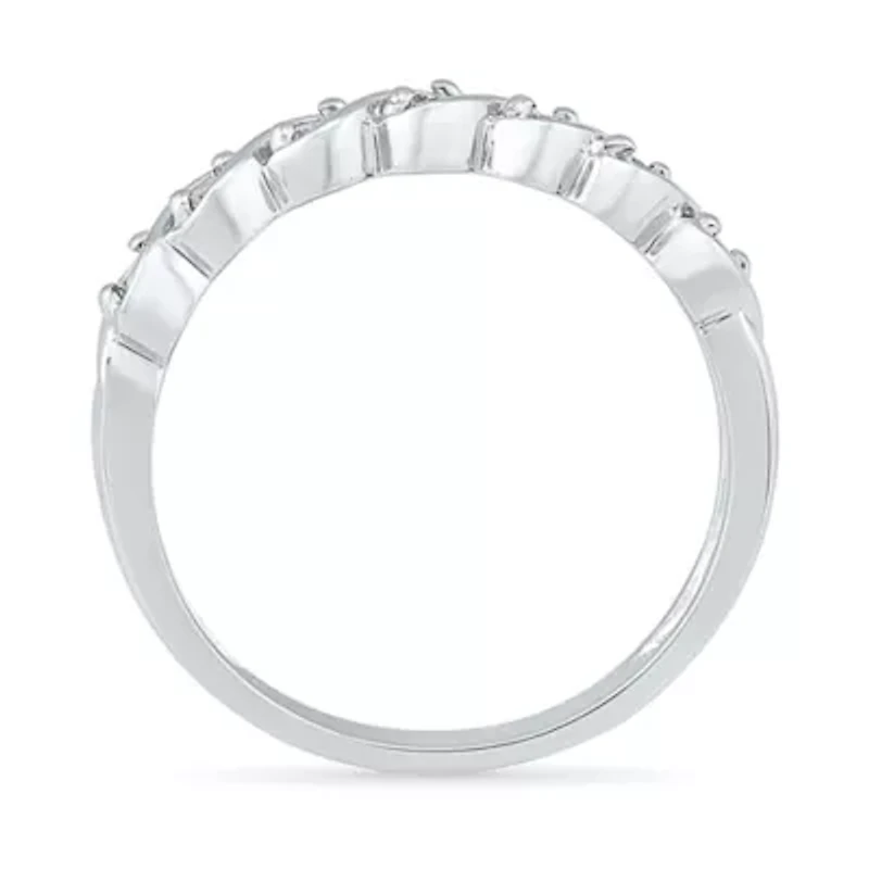 Womens 2MM 1/ CT. T.W. Natural White Diamond Sterling Silver Band