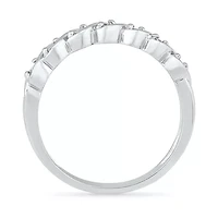 Womens 2MM 1/ CT. T.W. Natural White Diamond Sterling Silver Band