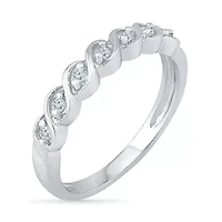 Womens 2MM 1/ CT. T.W. Natural White Diamond Sterling Silver Band