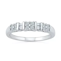 Womens 2MM 1/4 CT. T.W. Natural White Diamond Sterling Silver Band