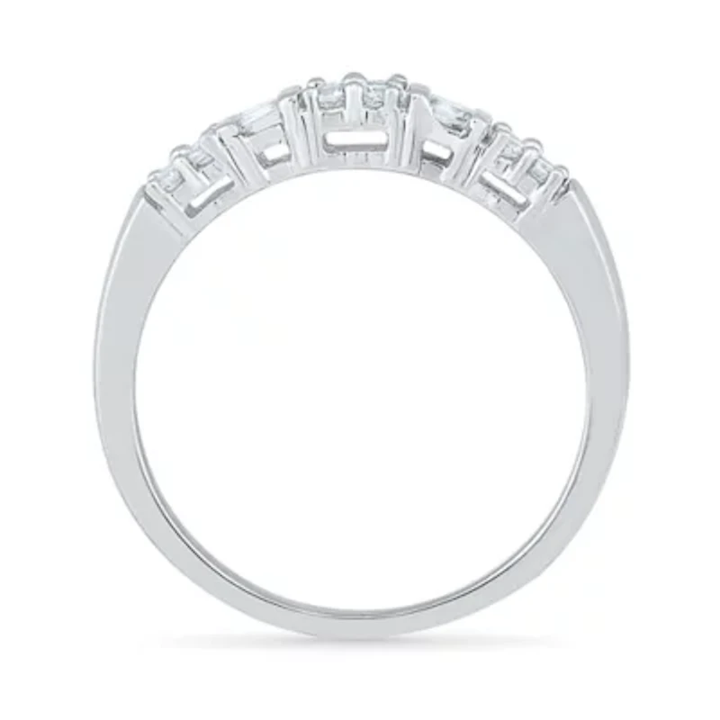 Womens 2MM 1/4 CT. T.W. Natural White Diamond Sterling Silver Band