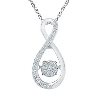 Womens 1/ CT. T.W. Natural White Diamond Sterling Silver 18 Inch Pendant Necklace
