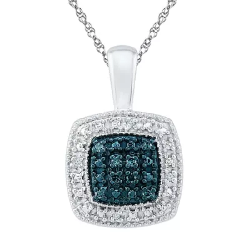Womens Diamond Accent Natural Blue Diamond Sterling Silver 18 Inch Pendant Necklace