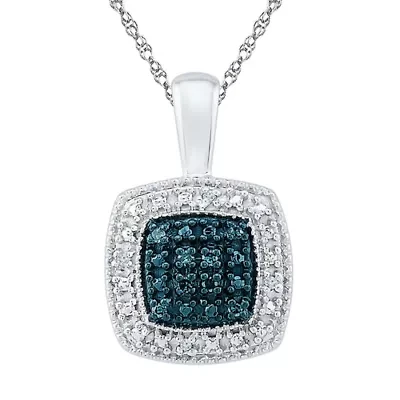 Womens Diamond Accent Natural Blue Diamond Sterling Silver 18 Inch Pendant Necklace