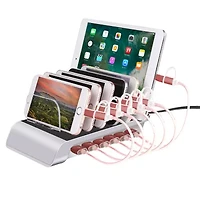 Trexonic 10.2A 6-Port USB Charging Station with 6 Device Slots