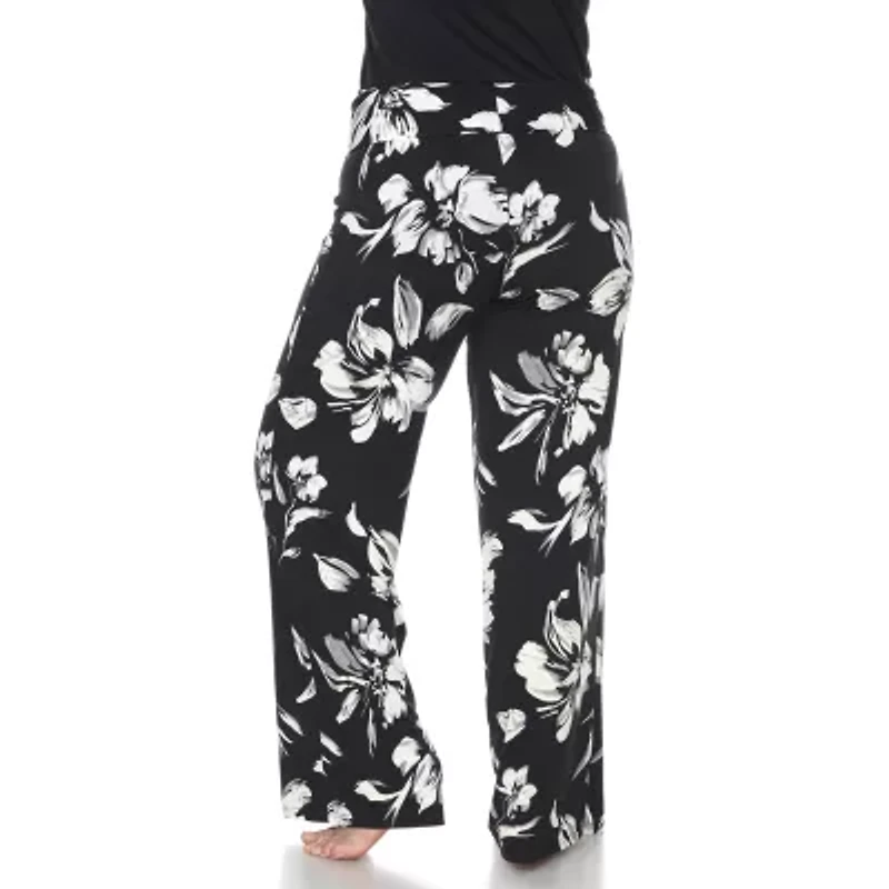 White Mark Womens Mid Rise Wide Leg Palazzo Pant-Plus