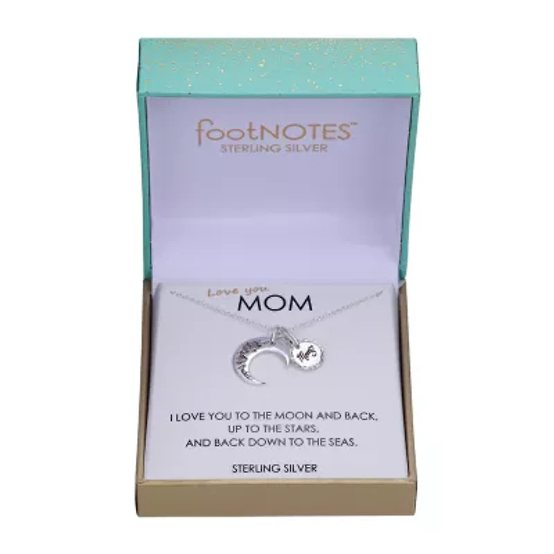 Footnotes Mom Womens Sterling Silver Moon Round 18 Inch Pendant Necklace
