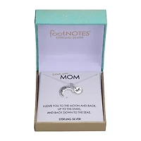 Footnotes Mom Womens Sterling Silver Moon Round 18 Inch Pendant Necklace