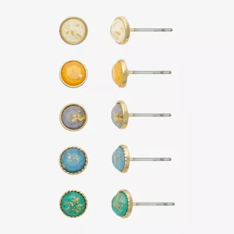 Mixit Womens Multi Color Round Hypoallergenic 5 Pair Earring Set